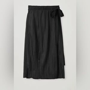 COS Black Pleated Midi Wrap Skirt
